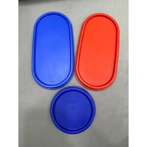 Tupperware 2 Oval 1 Round Modular Mates Lids